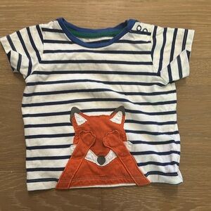 Baby Boden Striped Fox Tee - Blue and White